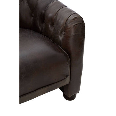 Dark Grey Brown Leather Tub Chair | Victor