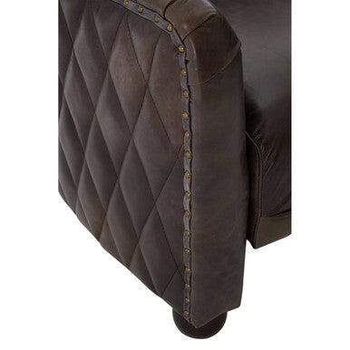 Dark Grey Brown Leather Tub Chair | Victor
