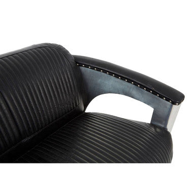 2 Seater Black Leather Sofa | Victor
