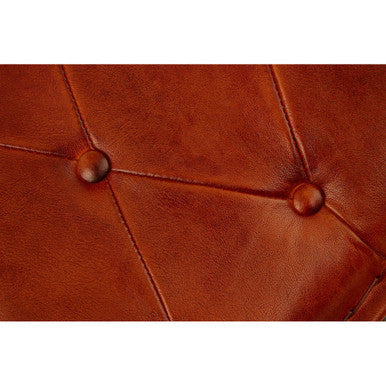 Tan Leather and Iron Folding Stool | Buffalo