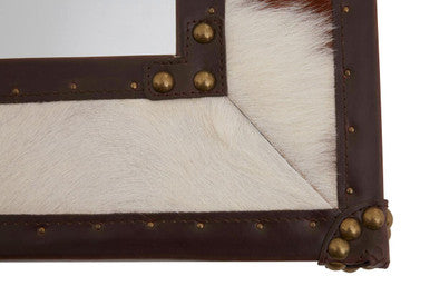 Brown and White Genuine Cowhide Wall Mirror | Kensington Townhouse