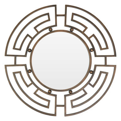 Bronze Metal Frame Round Wall Mirror | Jalal