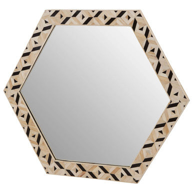 Ivory and Black Hexagonal Wall Mirror | Harlo
