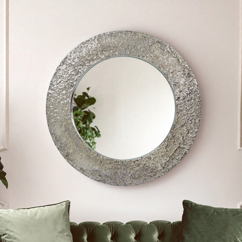 Nickel Finish Round Wall Mirror | Akola