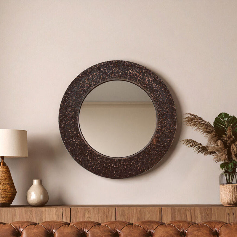 Copper Finish Round Wall Mirror | Akola