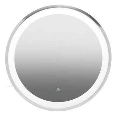 Illuminated LED Silver Round Mirror | Avelino