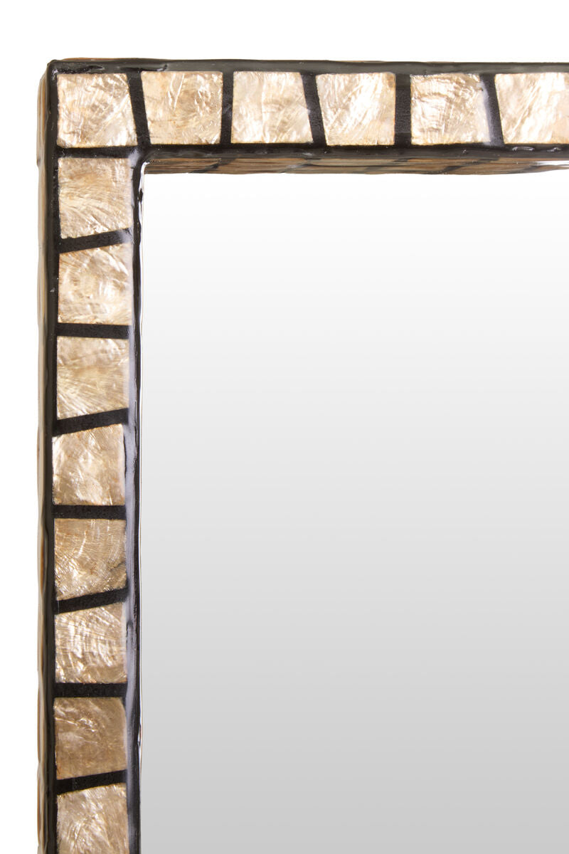 Tall Black Wall Mirror with Shell Inlay | Palu
