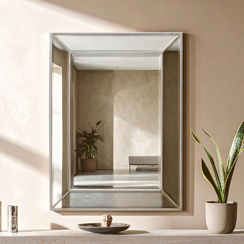 Silver Finish Rectangular Wall Mirror | Lapari