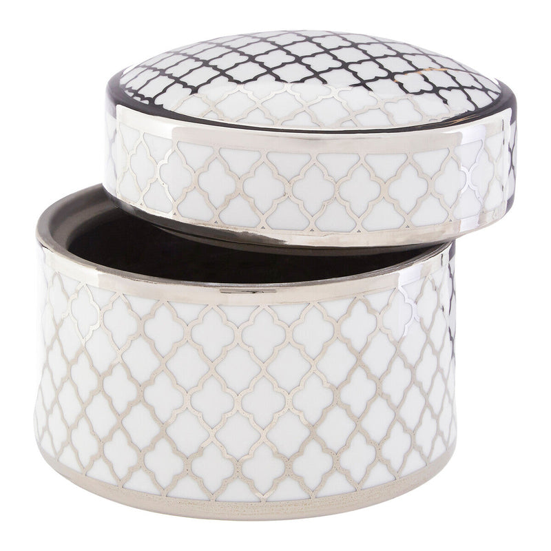 White and Silver Large Ceramic Box | Renne