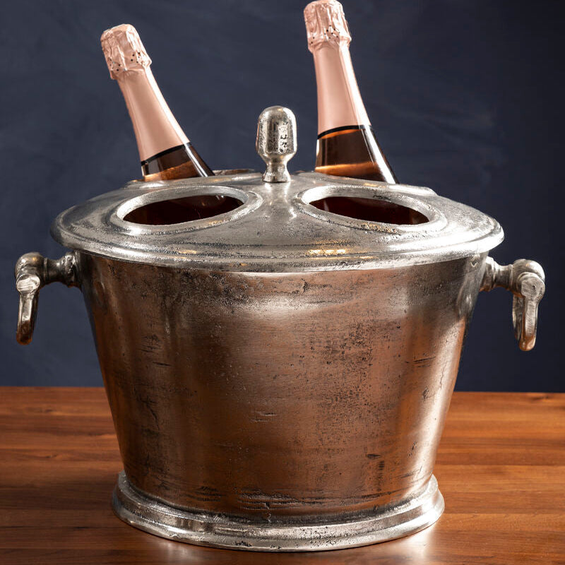Antique Silver 4 Bottle Wine Cooler | Rustic