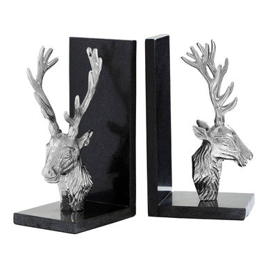 Set of 2 Stag Bookends with Marble Base | Kinsley