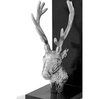 Set of 2 Stag Bookends with Marble Base | Kinsley