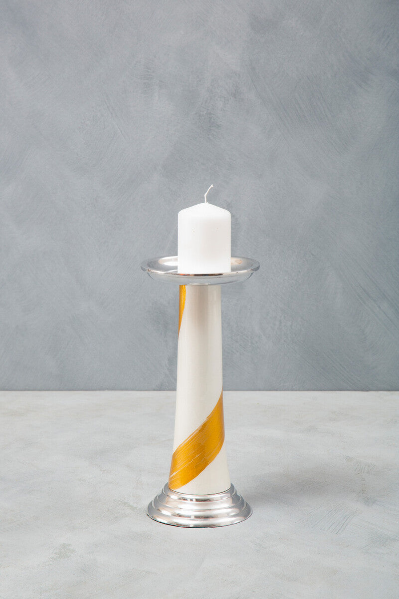 White And Gold Candle Holder | Alma