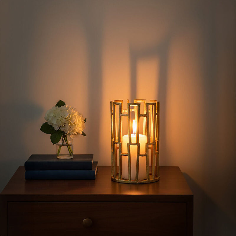 Small Candle Holder in Gold Finish | Delphi
