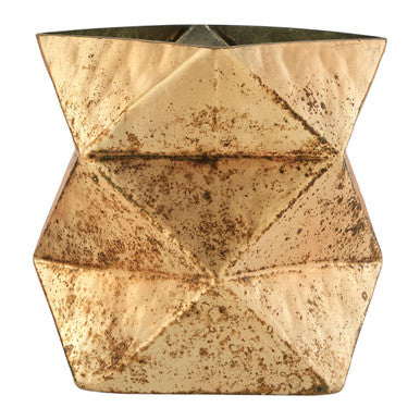 Small Gold Finish Glass Candle Holder | Rambia