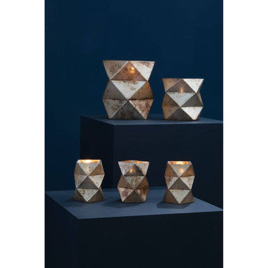 Small Gold Finish Glass Candle Holder | Rambia