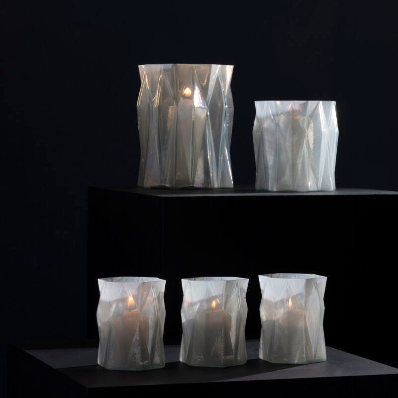 Small Iridescent Glass Candle Holder | Rambia