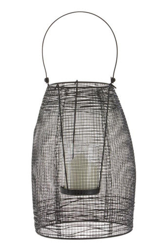 Black Woven Wire Small Lantern with Glass Insert | Trento