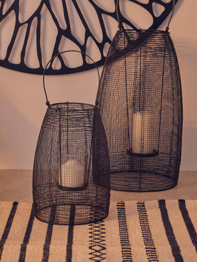 Black Woven Wire Small Lantern with Glass Insert | Trento