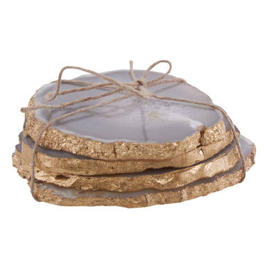 Set of 4 Agate Grey and Gold Coasters | Bowerbird Agata