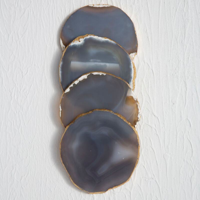 Set of 4 Agate Grey and Gold Coasters | Bowerbird Agata