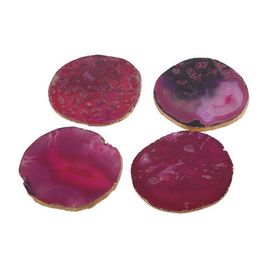 Set of 4 Agate Pink and Gold Coasters | Bowerbird Agata