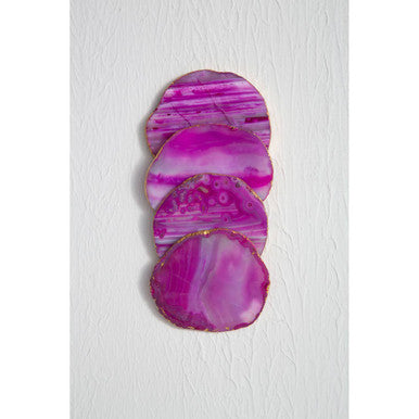 Set of 4 Agate Pink and Gold Coasters | Bowerbird Agata
