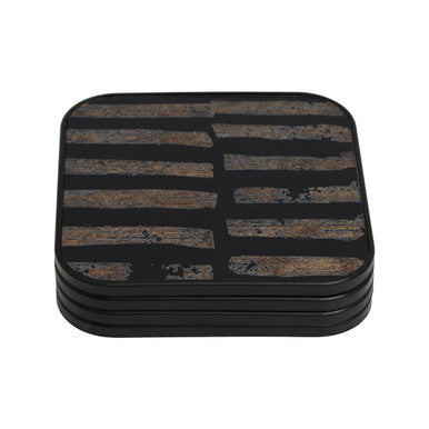 Set of Four Square Black and Gold Coasters | Celina