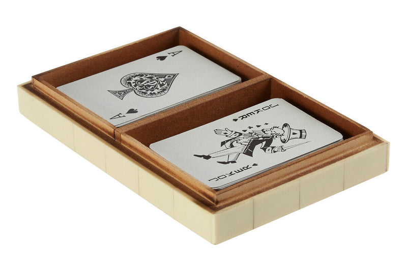 Cream Two Section Card Box with Playing Cards | Churchill Games
