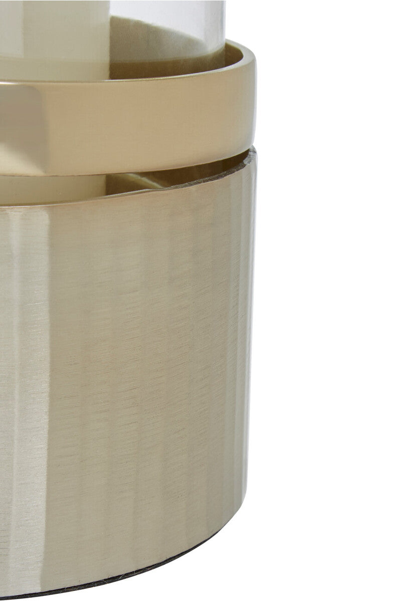 Small Vertical Textured Gold Metal Hurricane Candle Holder | Amreli