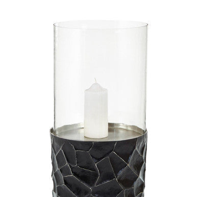Black and Gold Large Floor Standing Hurricane Candle Holder | Akola