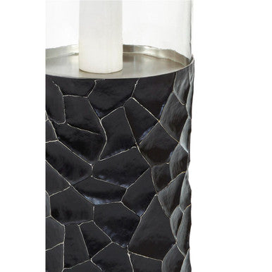 Black and Gold Large Floor Standing Hurricane Candle Holder | Akola