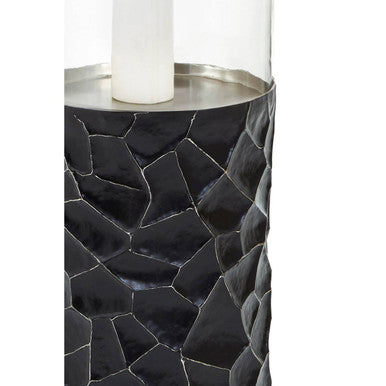 Black and Gold Large Floor Standing Hurricane Candle Holder | Akola