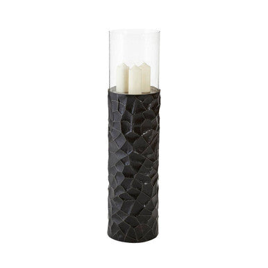 Black and Gold Small Floor Standing Hurricane Candle Holder | Akola
