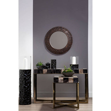 Black and Gold Small Floor Standing Hurricane Candle Holder | Akola