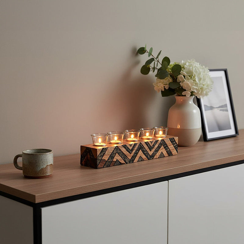 Tribal Wooden Tealight Holder | Bantu