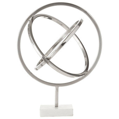 Silver Finish Spiral Sculpture with Marble Base | Mirano