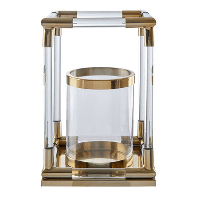Small Candle Holder in Gold Finish and Acrylic | Lucita