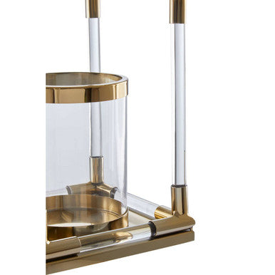 Small Candle Holder in Gold Finish and Acrylic | Lucita