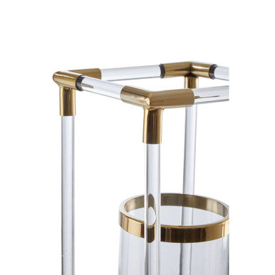 Large Candle Holder in Gold Finish and Acrylic | Lucita