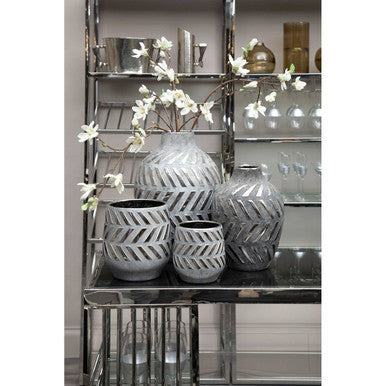 Grey and Silver Large Ceramic Planter | Helaine