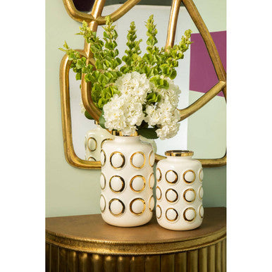 Large White and Gold Ceramic Vase | Curva