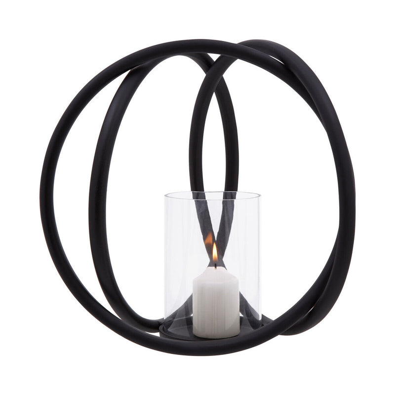 Medium Matte Black Finish Candle Holder | Aura