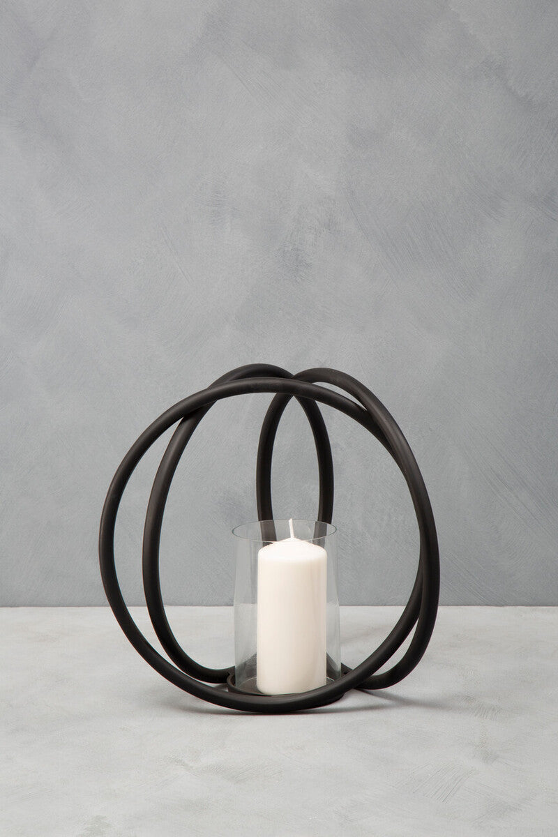 Medium Matte Black Finish Candle Holder | Aura