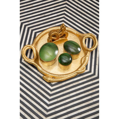 Gold Set of 4 Coasters with Holder | Serpent