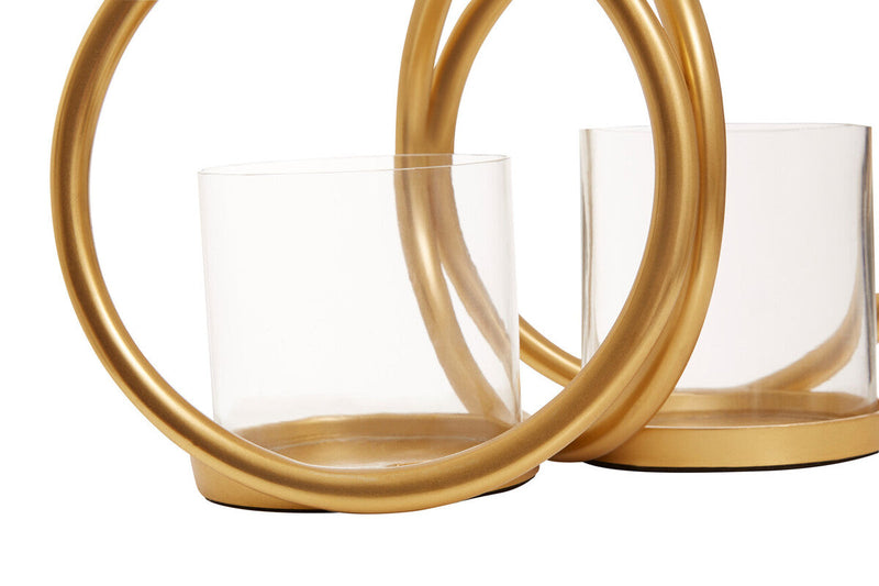 Aura Small Gold Finish Double Candle Holder.