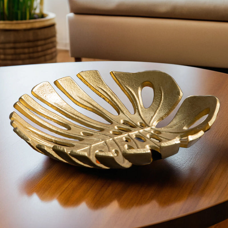 Monstera Small Gold Finish Leaf Dish | Prato
