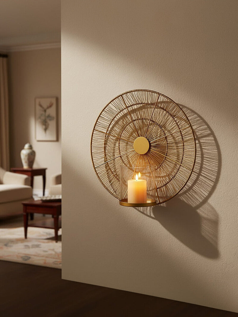 Gold Wire Wall Sconce Candle Holder | Enzo