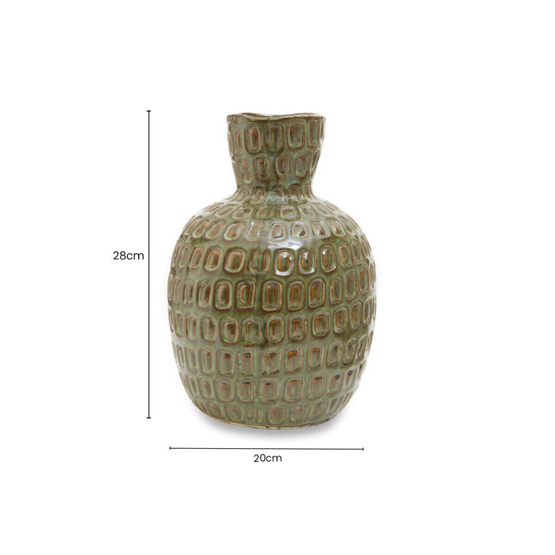 Large Green Textured Ceramic Vase | Yana