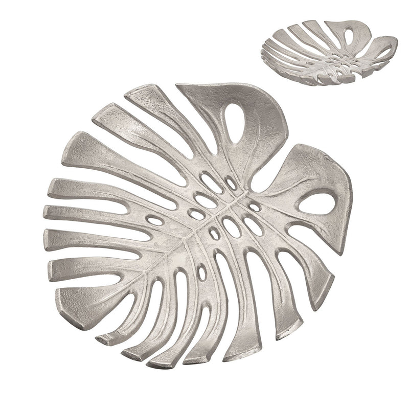 Monstera Small Silver Finish Leaf Dish | Prato